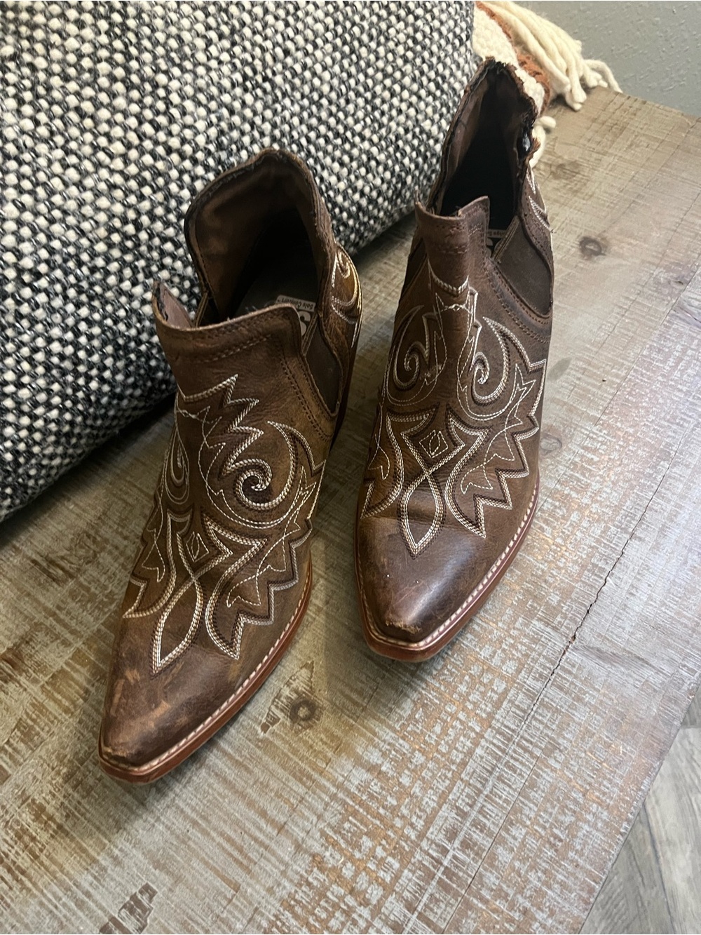 Brown Western Cutout Ankle Boots - Women - Picture 3 of 10